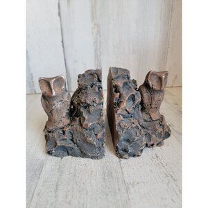 Vintage heavy owl book end rustic unique home decor set‎